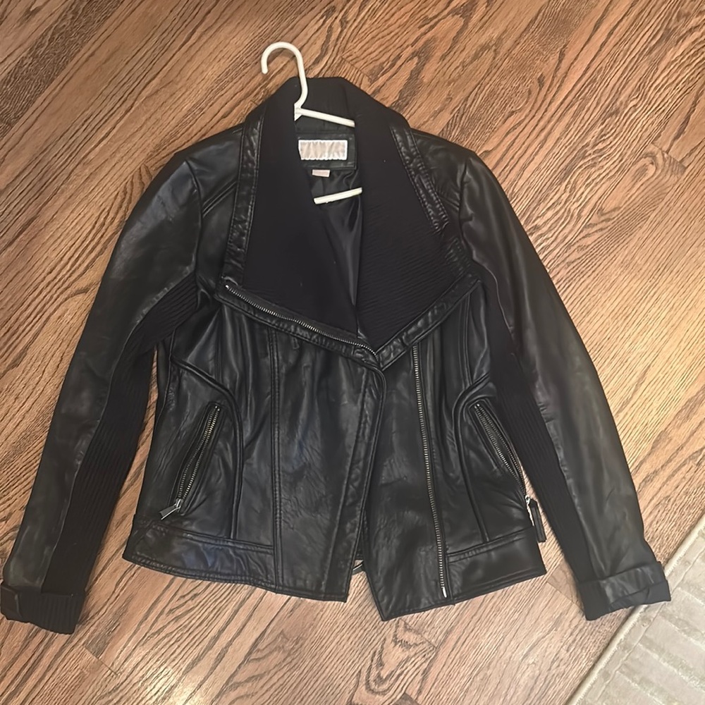 Michael Kors Leather Jacket with fabric detailing